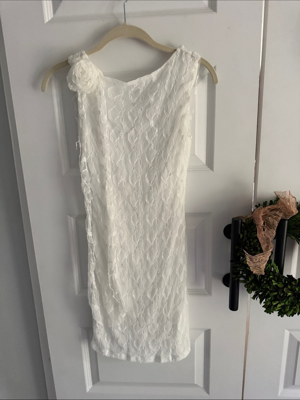 White Lace Sheath Dress - Elegant Women's Dress small
